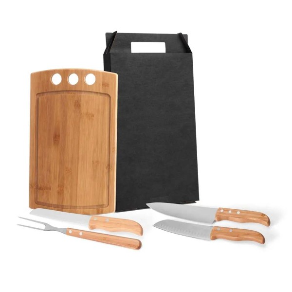 Kit para Churrasco / Cozinha em Bambu / Inox para Brindes com Logo 