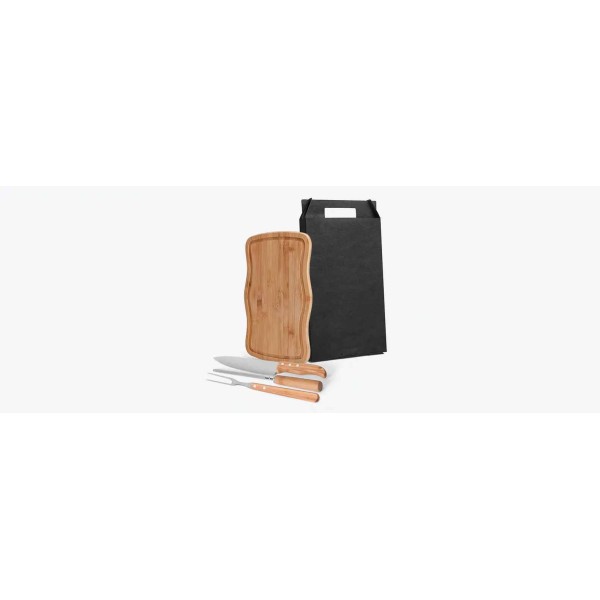 Kit para Churrasco / Cozinha em Bambu / Inox Personalizado com Logo